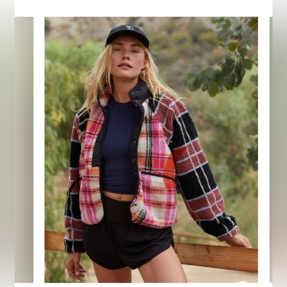 NWOT Free People Hit The Slopes Printed Fleece Jacket
